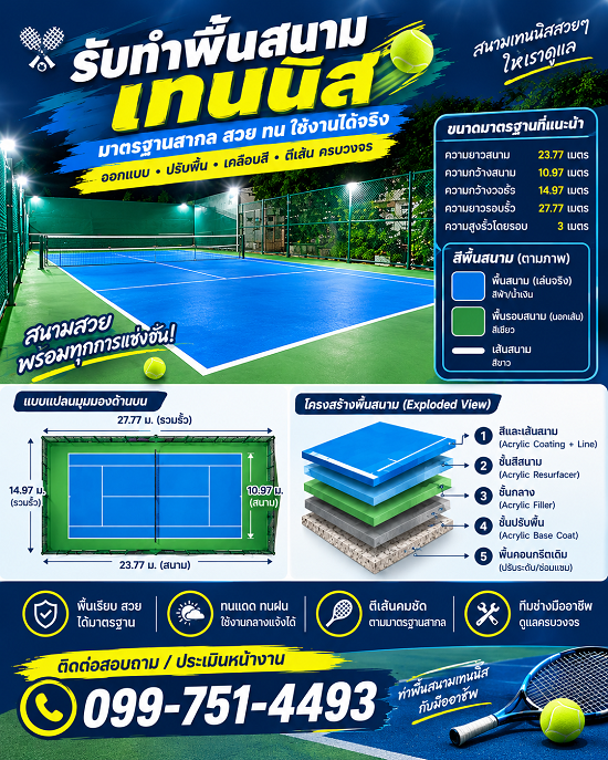 หาคนซ่อมพื้นสนามเทนนิส-คนซ่อมสนามเทนนิส-